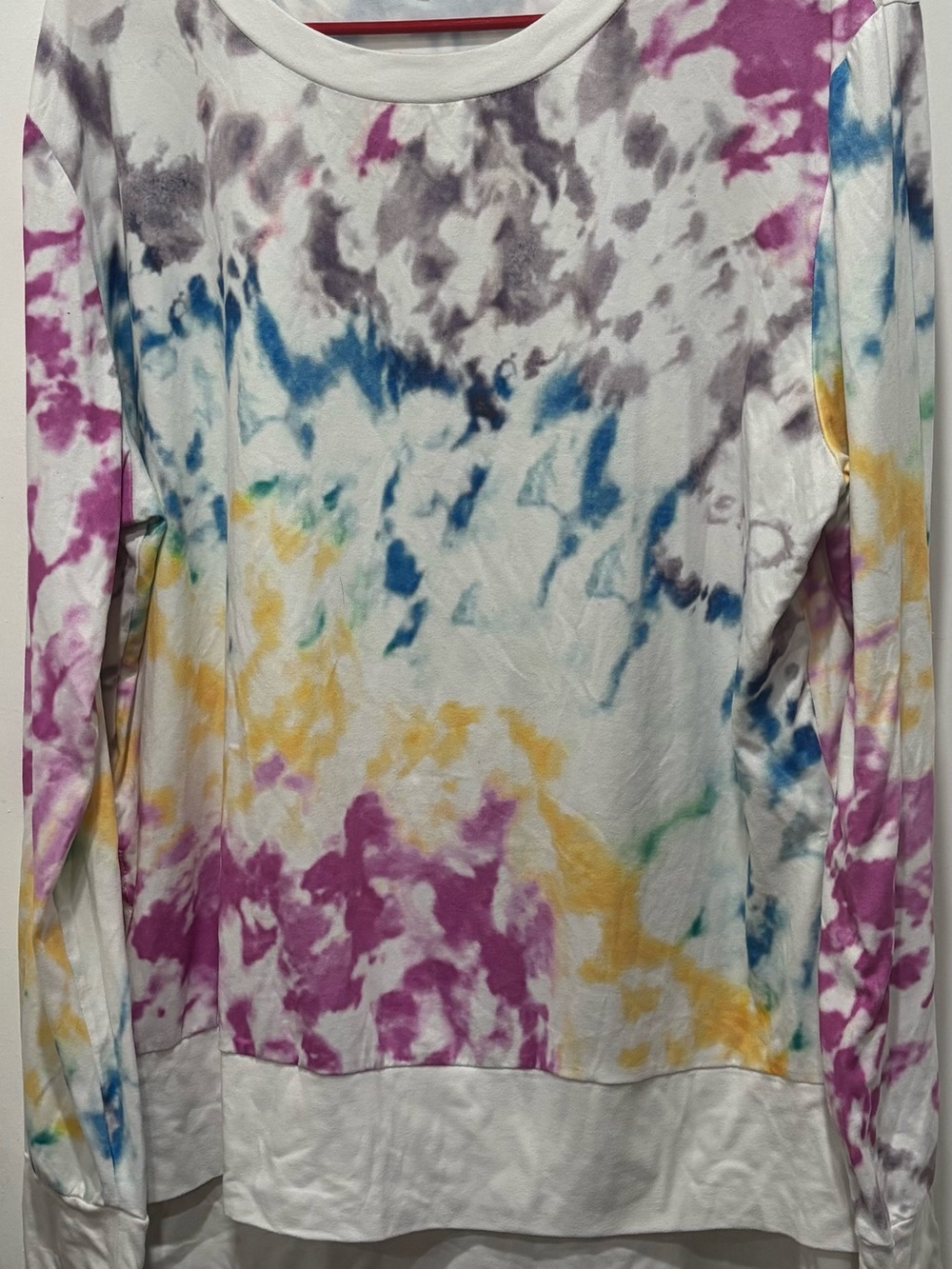 Tie-Dye Long Sleeve Sweatshirt in White, Purple, Blue & Yellow